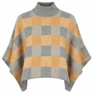 Note di Anita Italy Poncho Sweater Merino Wool Cashmere Plaid OSFA NWT